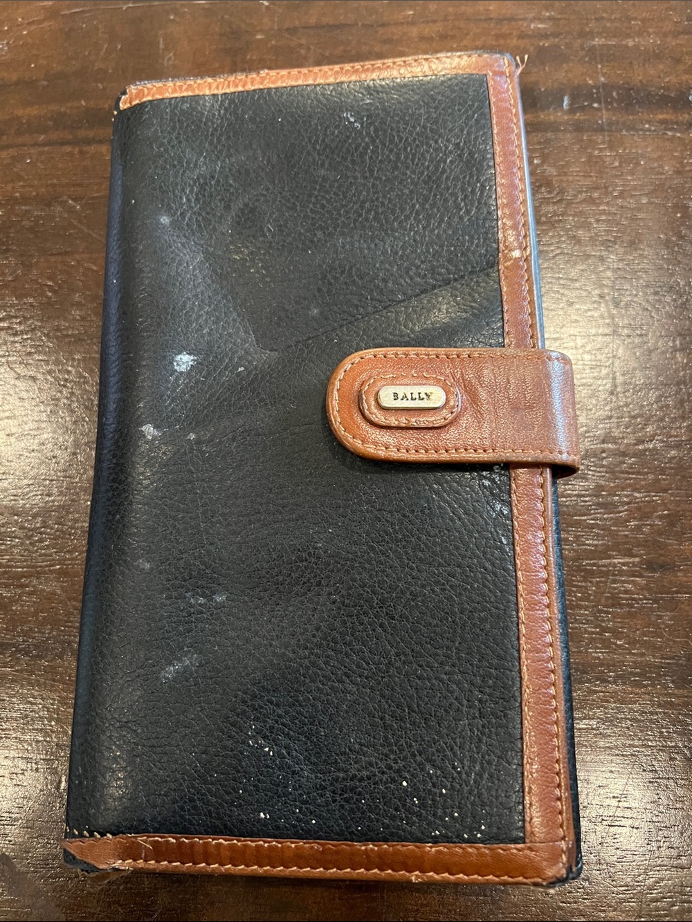 🤎  Vintage Bally Men’s Leather Wallet – black and brown/tan –Unisex